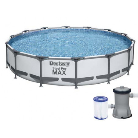 Piscina fuori terra rotonda con telaio in acciaio e pompa filtro inclusa, diametro 427 cm altezza 84 cm capacità 10220 L