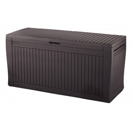Baule da Esterno Comfy 270L con Ruote e Seduta - Effetto Legno Marrone - Keter