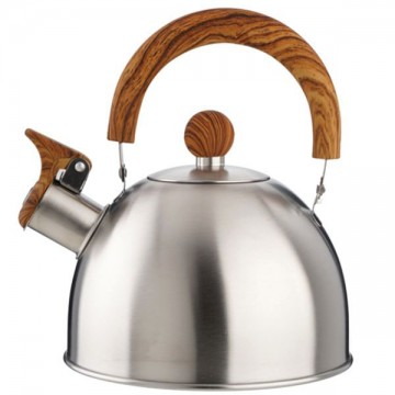 Whistling stainless steel kettle with wooden handle L.1,5 Eva