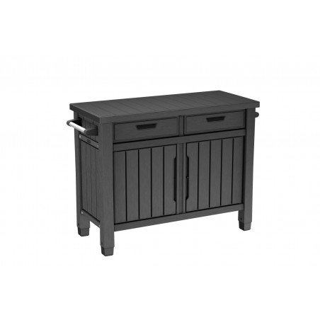 Tavolino per BBQ Unity Xl con Cassetti Grafite Cm. 134X51,7X90H Keter