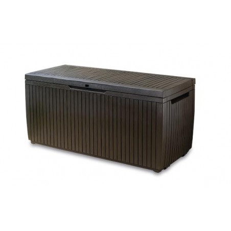 Baule da Esterno Springwood 305L con Ruote e Seduta - Effetto Legno Marrone -Keter