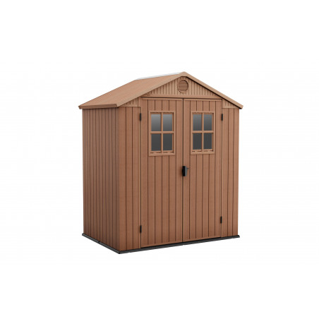 Casetta da giardino in resina EVOTECH+ effetto legno 190x122x221 cm - con pavimento rialzato e doppia porta - Marrone – Keter