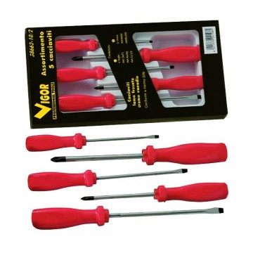 Vigor Red-Grip Screwdrivers Series 5 Pieces