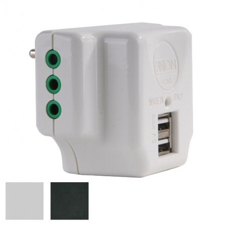 Adattatore Triplo 10A+T Usb Bianco 87800 Fme