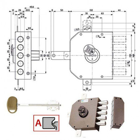 Serratura Sic.Quintupl.Sx Dm 20540 Mottura