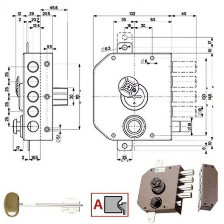 Serratura Sic.Triplice Dx Dm Scrocco 20530 Mottura