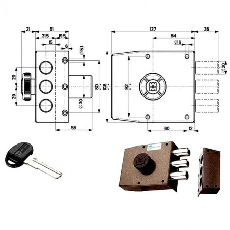 Serratura Sic.Semplice Dx Pompa 30401 Mottura