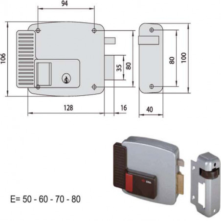 Elettroserratura App.Legno Dx 11611-80-1 Cisa