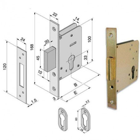 Serratura Inf.Legno 020.40.00.0 Welka