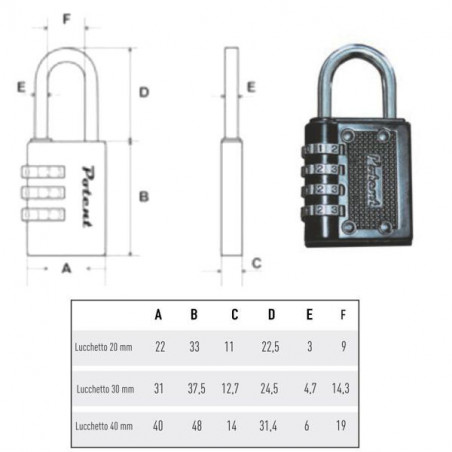 Lucchetto Lega Mm 30 Combinazione Potent