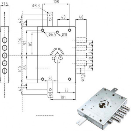 Serratura Sic.Triplice Dx Cilindro E73 Ne42-7 Atra