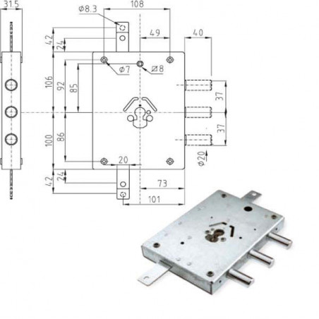 Serratura Sic.Triplice Dx Cilindro E63 32Y Atra