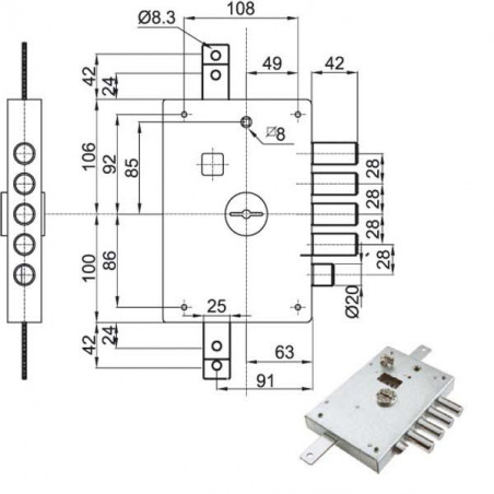 Serratura Sic.Triplice Dx Dm E63 6111-1De Atra