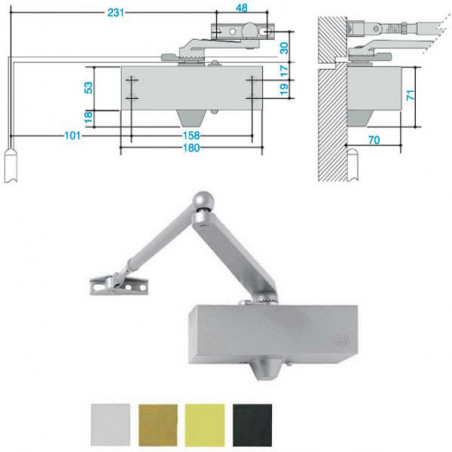 Chiudiporta Aerodinamico 500 Bronzo Me0503 Mab