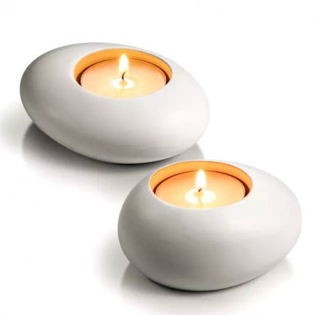 Supporto Tealight Stone Bianco Pz 2 Fancy Tescoma