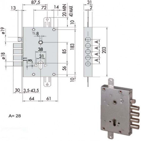 Serratura Sicurezza Triplice 56515-28-B Cisa