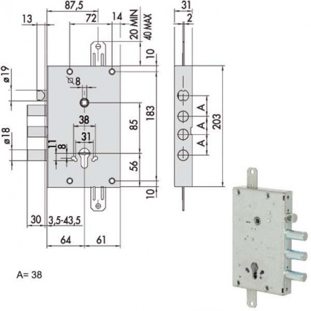 Serratura Sicurezza Triplice 00Ca 56515-38-B Cisa