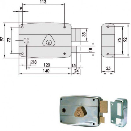 Serratura App.Ferro Dx 50471-60-1 Cisa