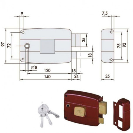 Serratura App.Legno Dx 50181-60-1 Cisa