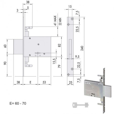 Serratura Doppia Mappa Inf.All 57016-70-0 Cisa