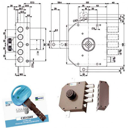 Serratura Sic.Quintupl.Dx Pompa 30651 Mottura