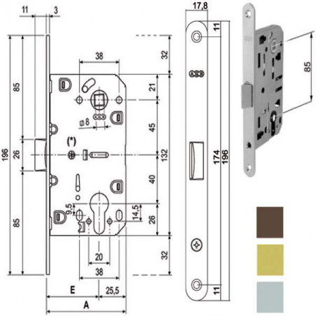 Serratura Inf.Legno Mediana E35 Bronzata 1103 Agb