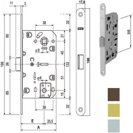 Serratura Inf.Legno Mediana E35 Bagno Cr 1102 Agb