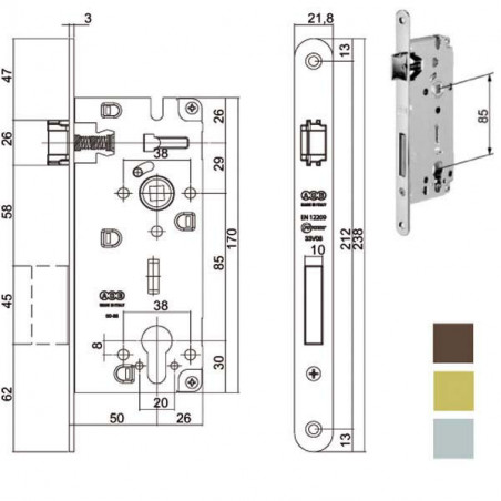 Serratura Inf.Legno Duo E40 Bronzata 851 Agb