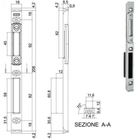 Incontro Serrature Sicurtop Mm 18X208 W11692 Agb