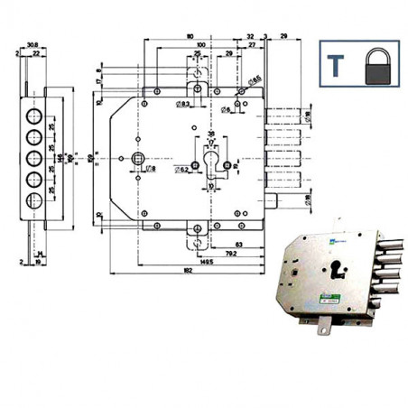 Serratura Sic.Triplice Dx Scrocco 85555 Mottura