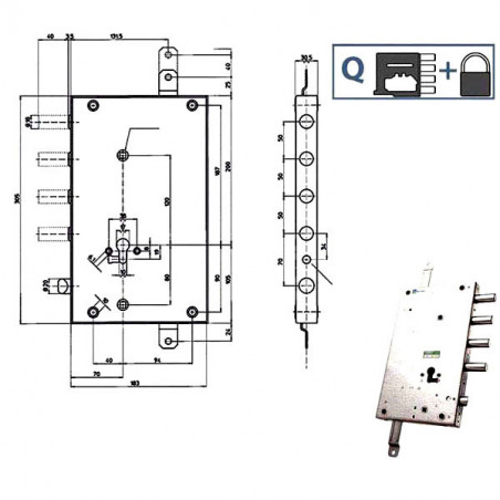 Serratura Sic.Triplice Dx Scr 70 85461 Mottura