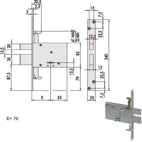 Serratura Doppia Mappa Inf.All 57336-70-0 Cisa