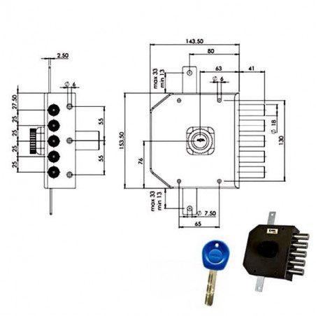 Serratura Sic.Triplice Dx Pompa Jm423 Moia