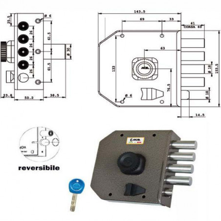 Serratura Sic.Semplice Dx Pompa Ja422 Moia