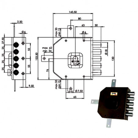 Serratura Sic.Quintupl.Dx Cil. G455 Moia