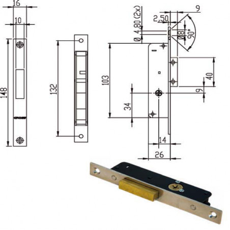 Serratura Mobili Infilare E14 Bq 100872 Omr