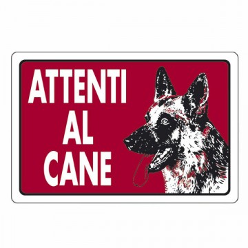 Cartello Attenti Al Cane 18X 12 Alluminio