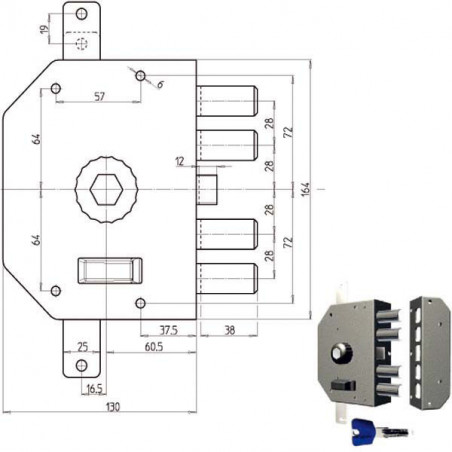 Serratura Sic.Triplice Dx Pompa 3250P Cr