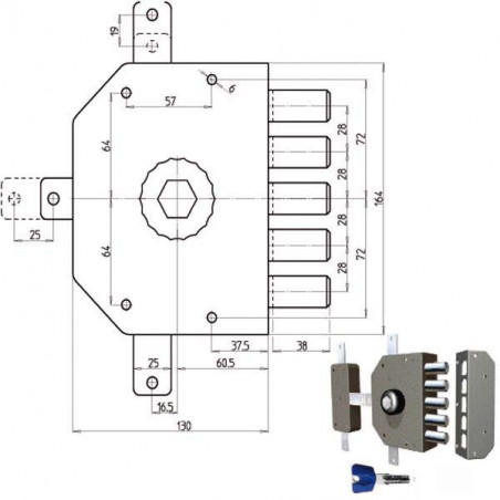 Serratura Sic.Quintuplice Dx Pompa 3300P Cr