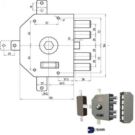 Serratura Sic.Quintuplice Dx Pompa 3350P Cr