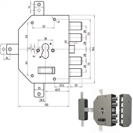 Serratura Sic.Quintuplice Dx Cil. 2350Pen Cr