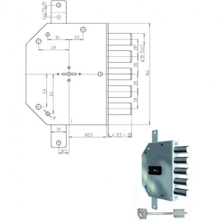 Serratura Sic.Triplice Dx Dm 2105-01N Cr