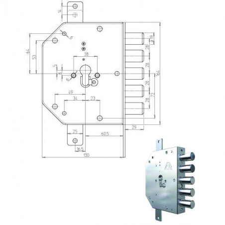 Serratura Sic.Triplice Dx Cil. 2105G-01 Cr