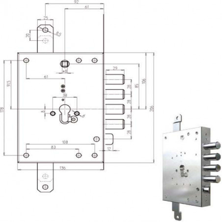 Serratura Sic.Triplice Cil. 7056G-01 Cr