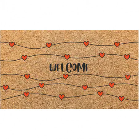 Zerbino Cocco/Pvc Welcome Cuori Cm 40X 70 Xtra