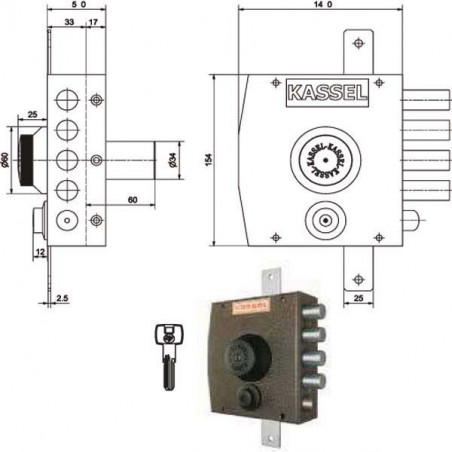 Serratura Sic.Triplice Dx Pompa 2351/Cp Kassel