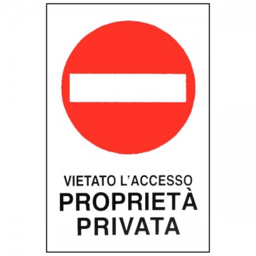 Cartello Proprieta' Privata V.A. 30X 45 Alluminio