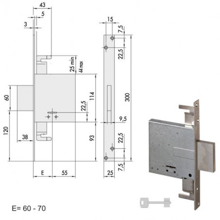 Serratura Infilare Ferro 57015-70-0 Cisa