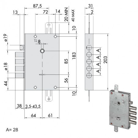 Serratura Sicurezza Triplice 57515-28-0 Cisa