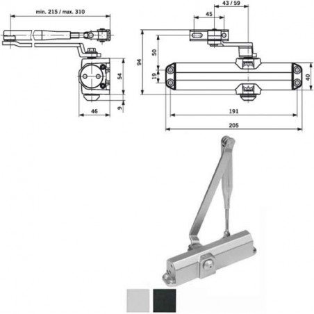 Chiudiporta Aerodinamico Ner. Ts Compakt 102 Dorma